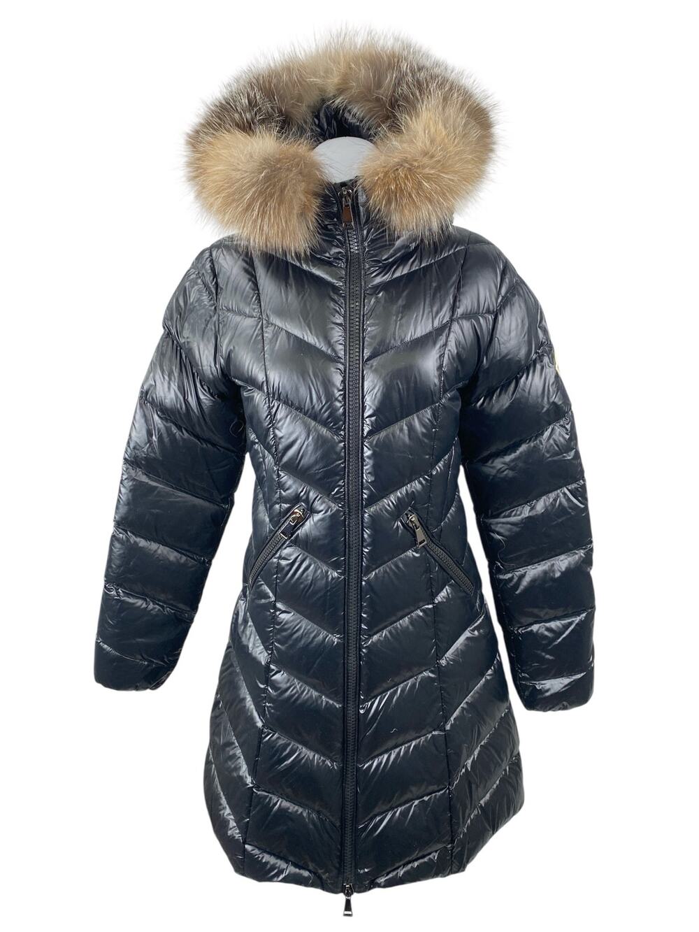 Moncler Women's Black Faux Fur Hoodie Long Sleeve Full Zip Puffer Coat Jacket 2